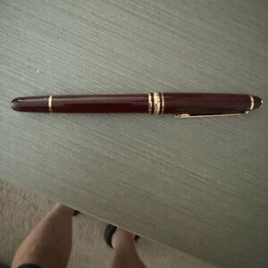 Mont Blanc Maroon Pen with Gold Accents. Rollerball  new in box